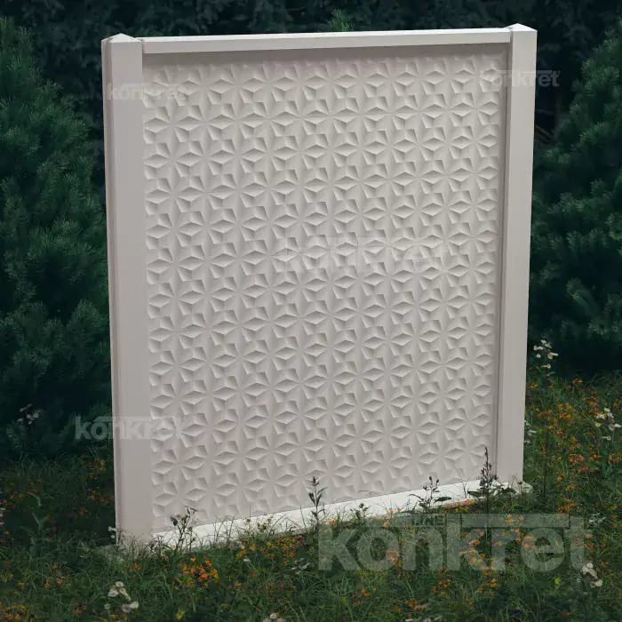 Бетонна ограда Flower (KM200), височина 210 см, бяла (премиум)