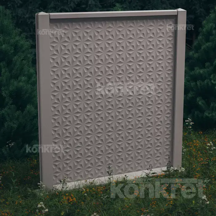 Бетонна ограда Flower (KM200), височина 210 см, сива (стандартна)