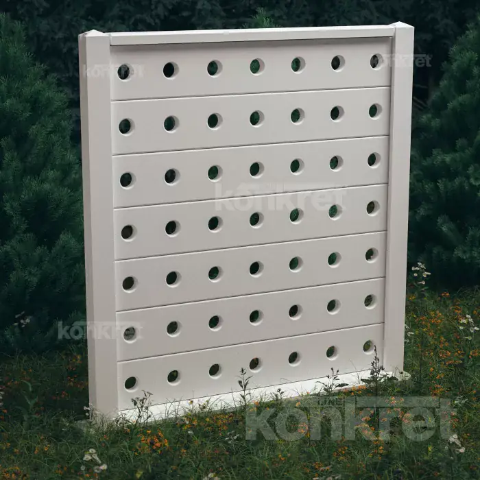 Бетонна ограда Lights (KV202), височина 210 см, бяла (премиум)