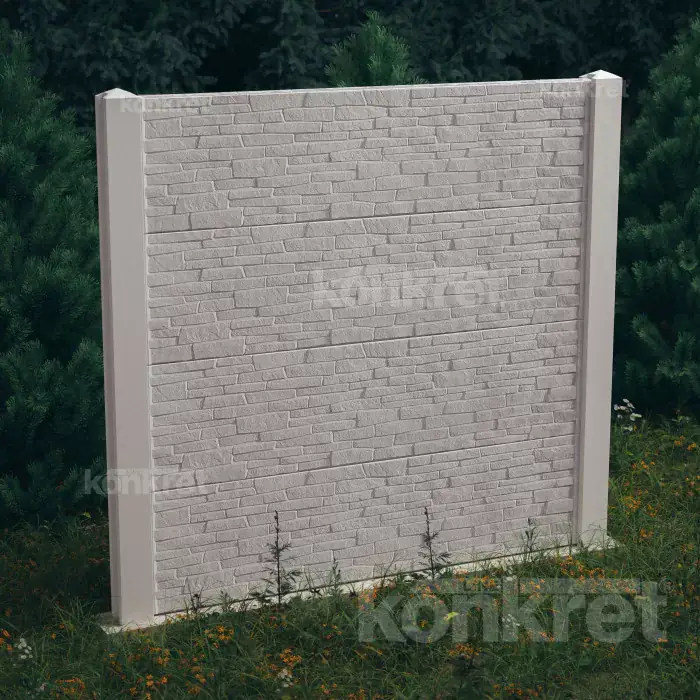 Бетонна ограда Stacked Stone (KT300), височина 200 см, бяла (премиум)