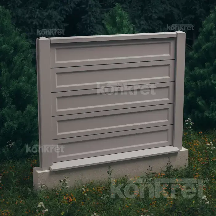 Бетонна ограда Smooth-Rebated (KS900), височина 150 см, сива (стандартна)